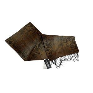 NWT Steve Madden Paisley Brown and Black Scarf with Fringe